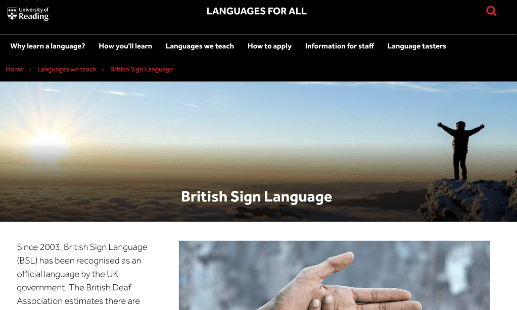 BSL at the University of Reading: How it changed my&nbsp;life